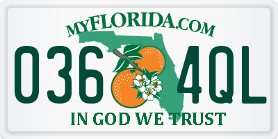 FL license plate 0364QL