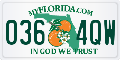 FL license plate 0364QW