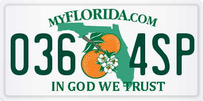 FL license plate 0364SP