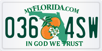 FL license plate 0364SW