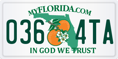 FL license plate 0364TA