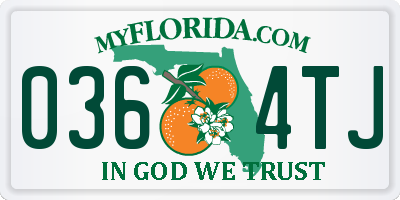 FL license plate 0364TJ