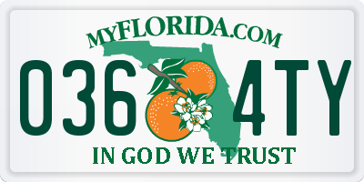 FL license plate 0364TY