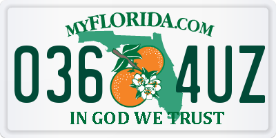 FL license plate 0364UZ