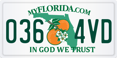FL license plate 0364VD