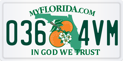 FL license plate 0364VM