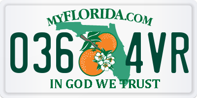 FL license plate 0364VR