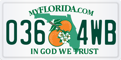 FL license plate 0364WB
