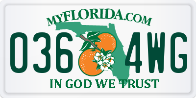 FL license plate 0364WG