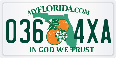 FL license plate 0364XA