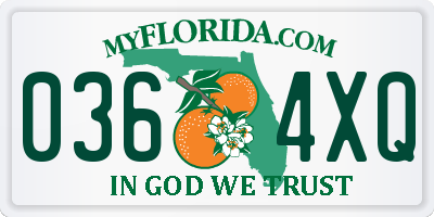 FL license plate 0364XQ