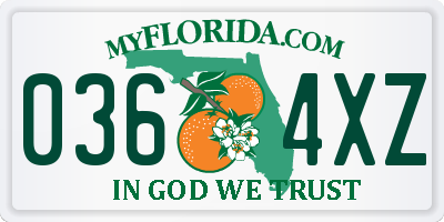 FL license plate 0364XZ