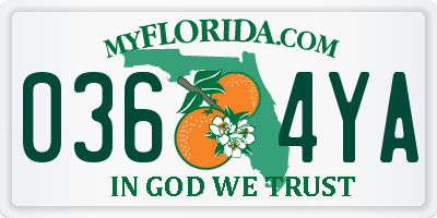 FL license plate 0364YA