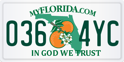 FL license plate 0364YC