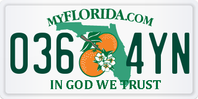FL license plate 0364YN