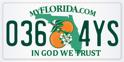 FL license plate 0364YS