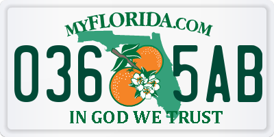 FL license plate 0365AB