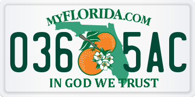 FL license plate 0365AC