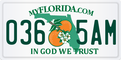 FL license plate 0365AM