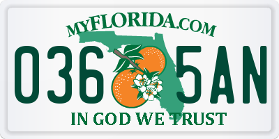 FL license plate 0365AN