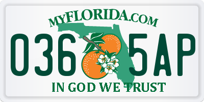 FL license plate 0365AP