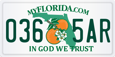 FL license plate 0365AR