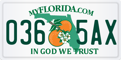 FL license plate 0365AX