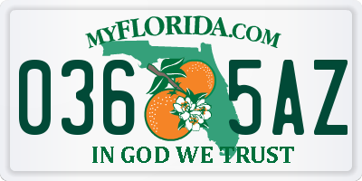 FL license plate 0365AZ