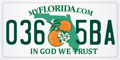 FL license plate 0365BA