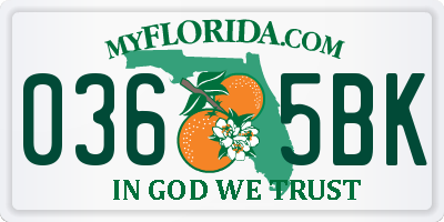 FL license plate 0365BK