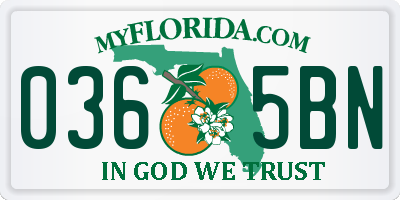 FL license plate 0365BN