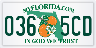 FL license plate 0365CD