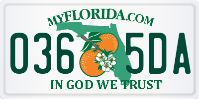 FL license plate 0365DA
