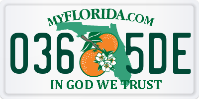 FL license plate 0365DE