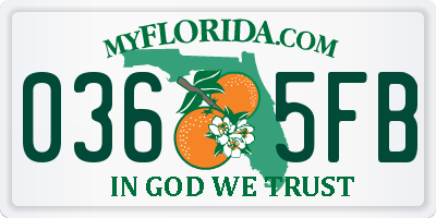 FL license plate 0365FB