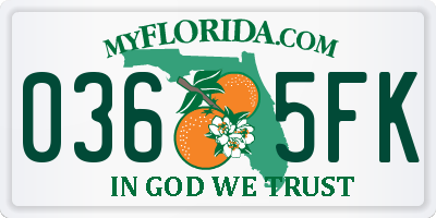FL license plate 0365FK