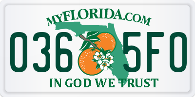 FL license plate 0365FO