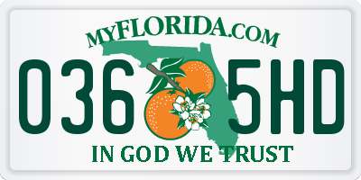 FL license plate 0365HD