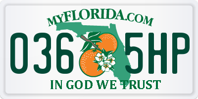 FL license plate 0365HP