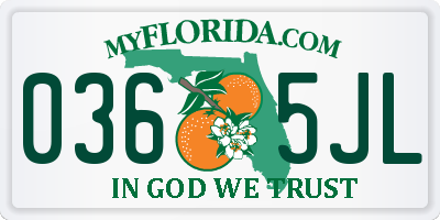 FL license plate 0365JL