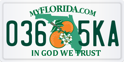 FL license plate 0365KA