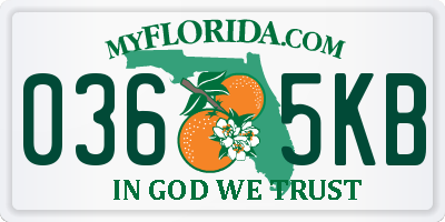 FL license plate 0365KB