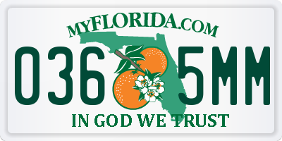 FL license plate 0365MM