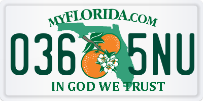 FL license plate 0365NU