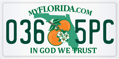 FL license plate 0365PC