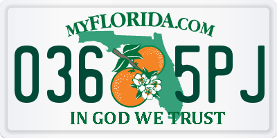 FL license plate 0365PJ