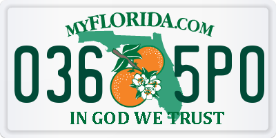 FL license plate 0365PO
