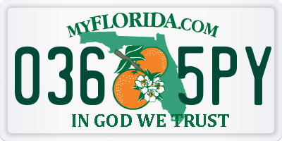 FL license plate 0365PY