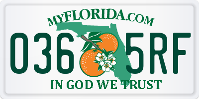 FL license plate 0365RF