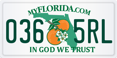 FL license plate 0365RL